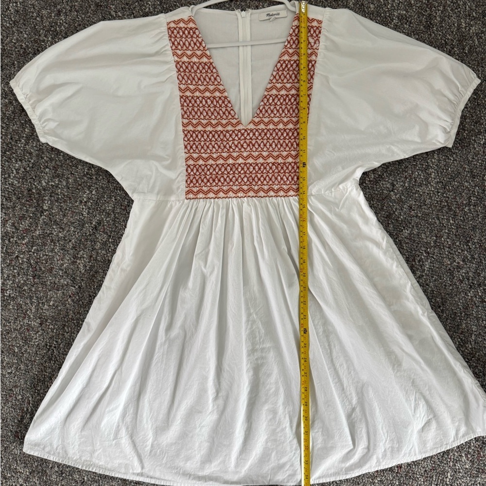 Madewell White Dress Coastal Cowgirl embroidery Accents Vey Cottagecore Flowy - Picture 2 of 12